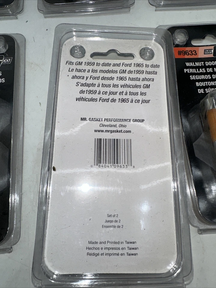 LOTE DE 6 PERILLAS DE CERRADURA DE PUERTA DE NOGAL GM 1959 en adelante; FORD 1965 en adelante JUNTA MR 9633 Foto 3 de 3