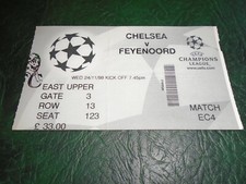 Chelsea v Feyenoord UEFA Champions League Ticket Stub 24/11/99