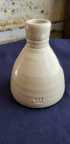 "Miniatur Primitives Steinzeug Vase Kobalt Blume 3 1/2" - Bild 3 von 4