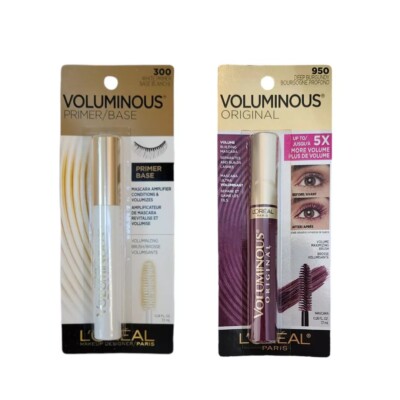 2 NEW L'Oreal Paris Voluminous Original Eyelash Mascara Deep Burgundy 950+Primer
