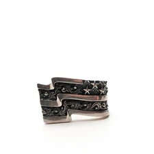 King Baby Studio Flag With Scrolls Ring Fine Silver .925 MSRP 545 Size 11