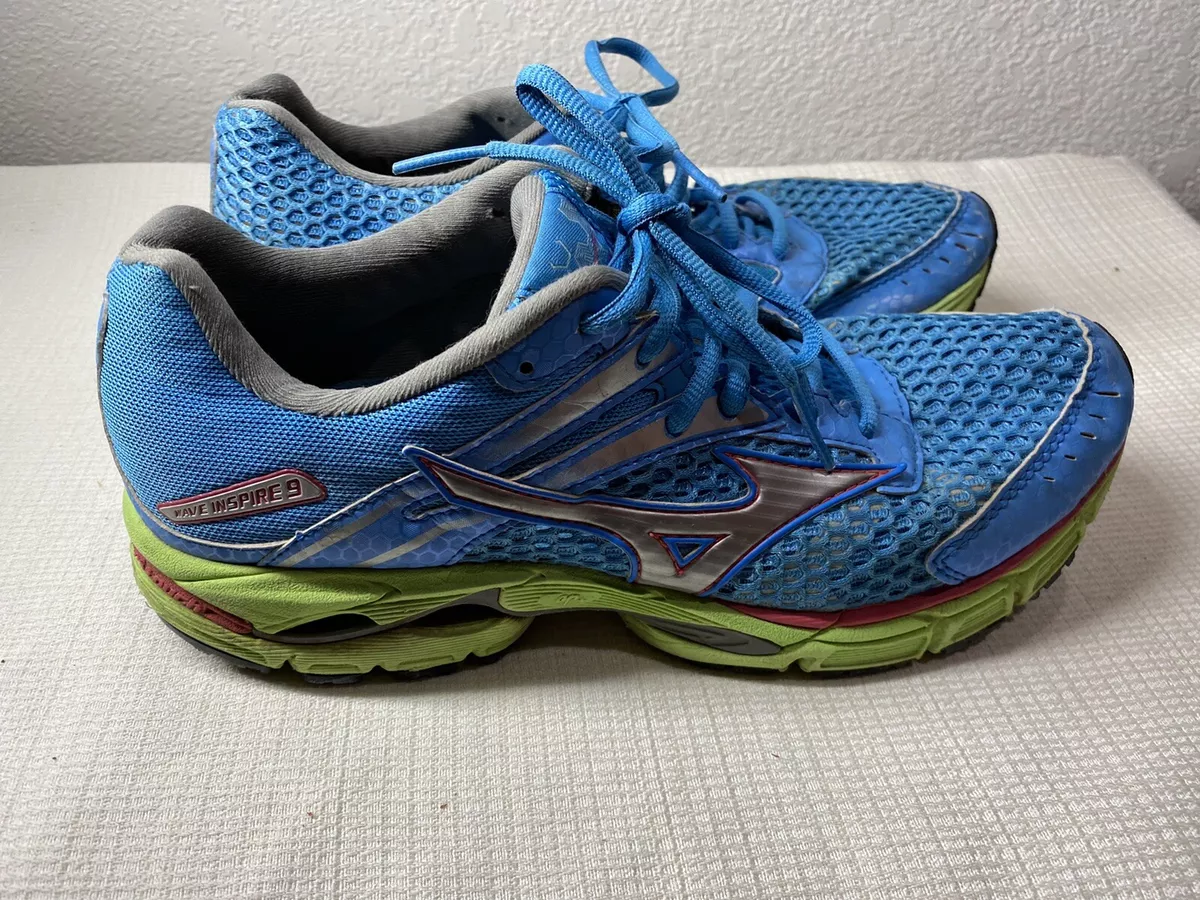 Mizuno Wave Inspire 9 Womens Size 9 Running Shoes Blue Green Pink