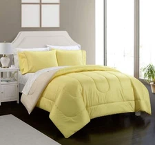 Idea Nuova "Casa 7-Piece Solid Reversible Comforter Set with Bonus Sheets, Ye...