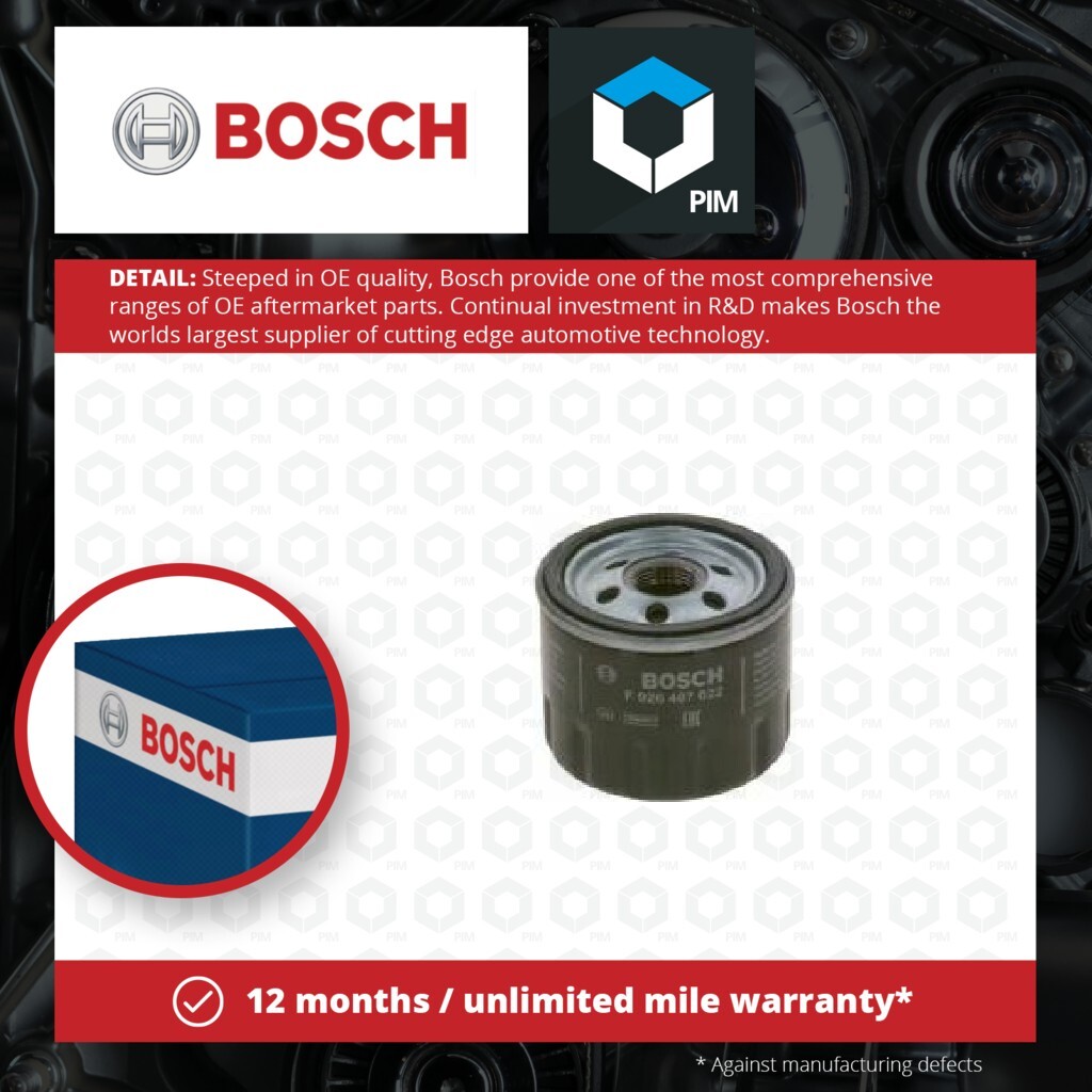 Oil Filter F026407022 Bosch 504091563 93181255 15400RZ0G01 A2811800310
