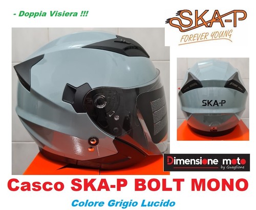 Casco JET Doppia Visiera SKA-P BOLT MONO Grigio Finanza Lucido Taglia L  59/60 cm | eBay