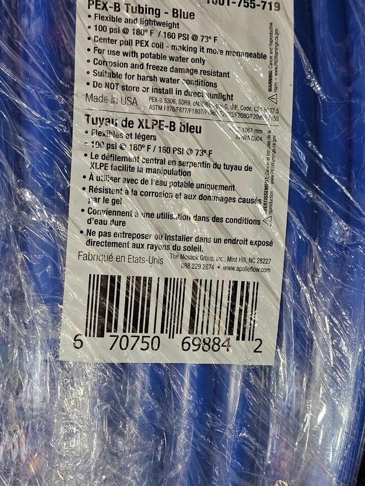 Apollo APPB30012 Water Pipe+Tubing 1/2"x 300' Cross-Linked Flexible Polyethylene - Image 4 of 4