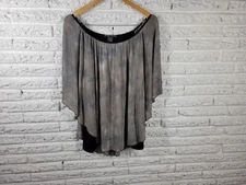 Simply Irresistible Womens Top 1X Plus Batwing Attached Cami Green Watercolor