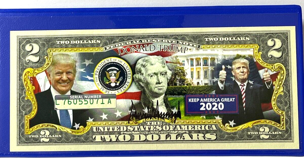 Donald Trump Enhanced $2 Banknote, Art Currency, CoA, Merrick Mint, #930B