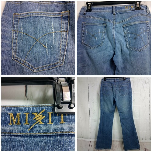 Mix It Embellishment Stones & Beads Distressed Size 8 Blue Jeans - Picture 4 of 5