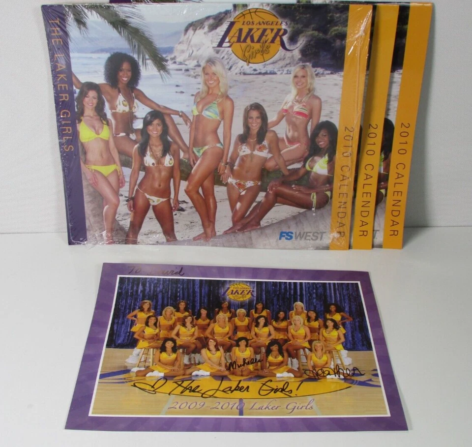 2009-2010 Los Angeles Laker Girls Signed Photo & FS West Calendar Collector Lot - Image 2 of 4