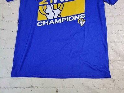 NIKE Los Angeles Rams NFC Champions Shirt Sz Medium Blue Trophy