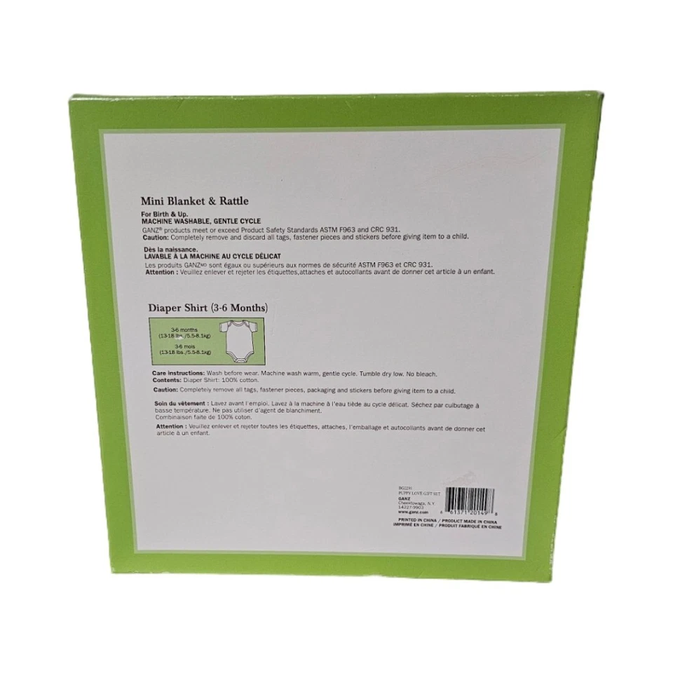 Juego de regalo vintage Baby Gantz BG2291 Puppy Love con manta azul y sonajero Foto 4 de 4