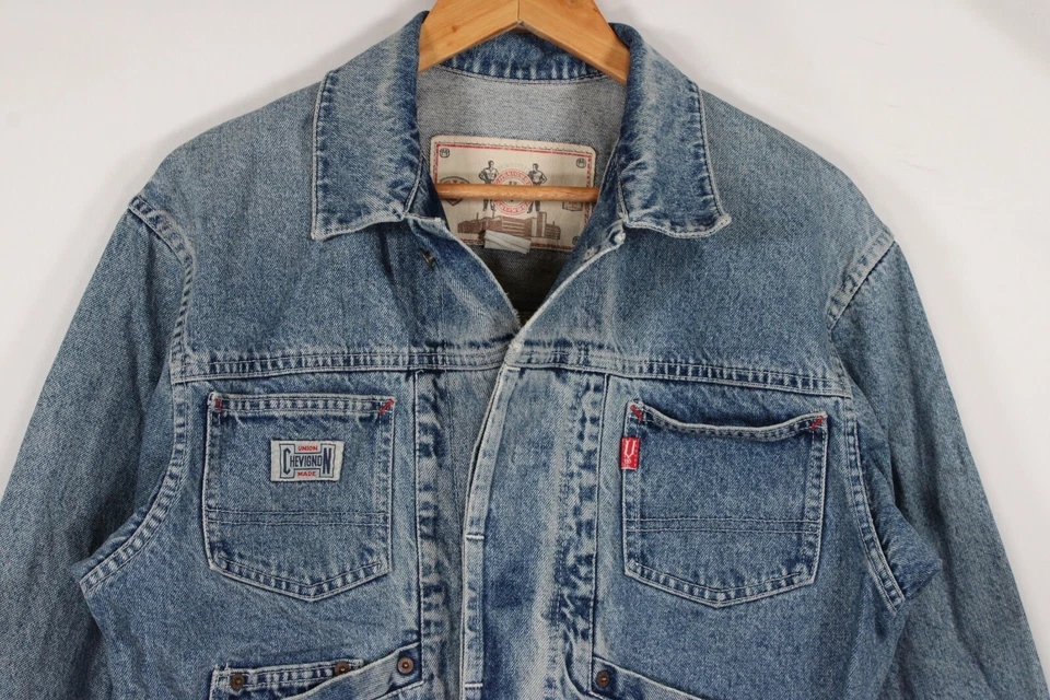 Chevignon Vintage Denim Jacket Womens Medium Blue France Light Jean 90s - Image 2 of 4