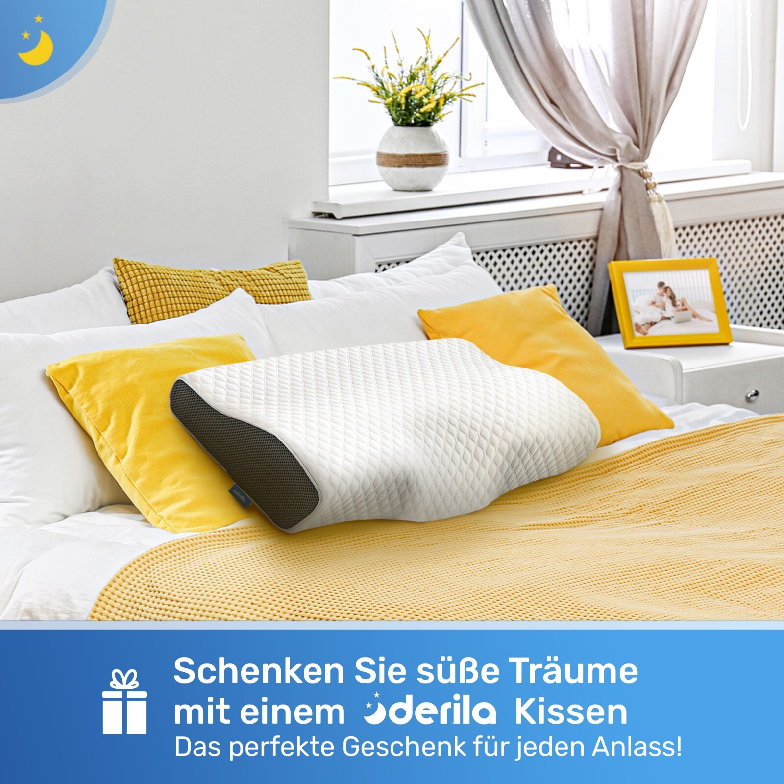 Derila Memory Foam Kopfkissen für Seiten, Rücken und Bauchschläfer