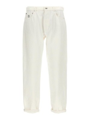 BRUNELLO CUCINELLI MEN'S OFF WHITE RELAXED COTTON TROUSERS MSRP $1045