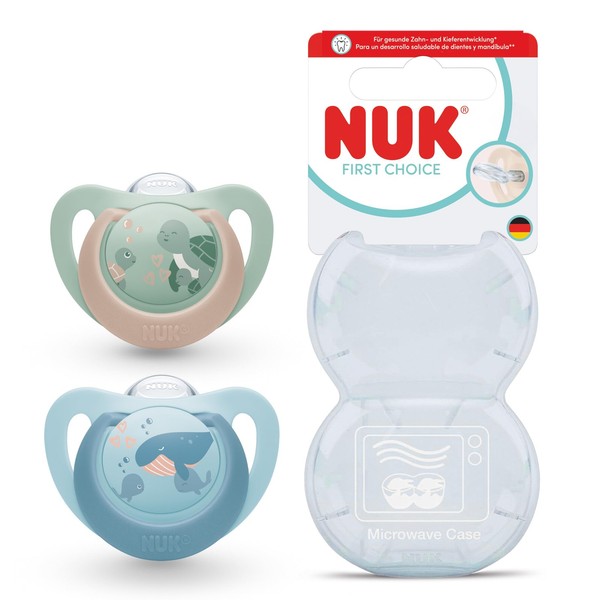 Schnuller 6-18M Nuk First Choice Kiefergerecht SchildkröTe/Wal 2 StüCk-image