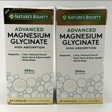 2 Natures Bounty Advanced Magnesium Glycinate 360mg EXP 2027  High Abs. 90 (180)