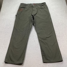 Wrangler Riggs Pants Mens Green Size 38x30 Workwear Ripstop Carpenter 3W020LD