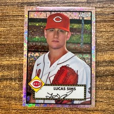 2021 Topps Chrome Platinum Lucas Sims #382 Rose Gold Mini Diamond #17/75 Reds