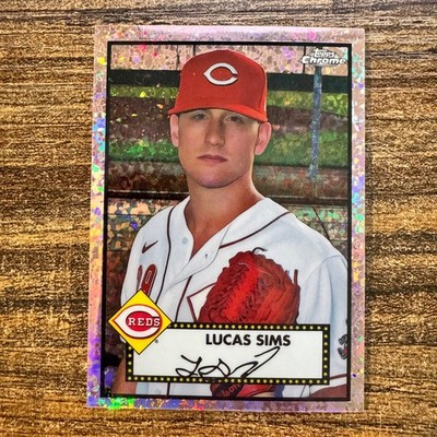 2021 Topps Chrome Platinum Lucas Sims #382 Rose Gold Mini Diamond #17/75 Reds