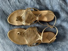 Jimmy Choo Juniper Gold Metal Mesh Flat Sandals Size 40.5