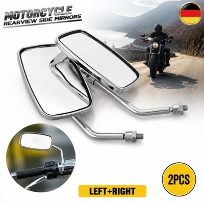 1 Paar Motorrad Lenkerendenspiegel Lenker Spiegel E-Geprüft Aluminium silber TOP