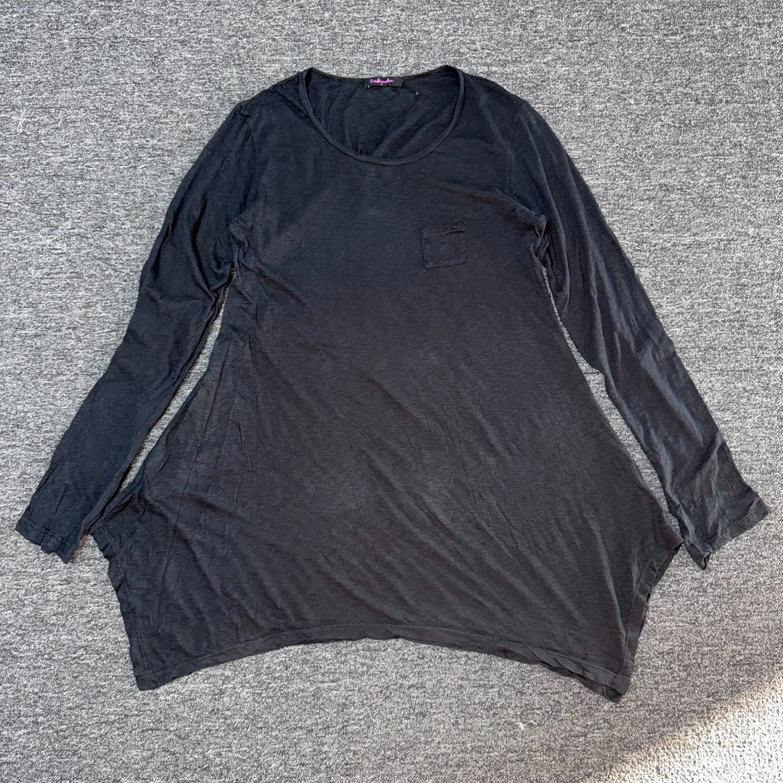 Fresh Produce Tunic Long Sleeve Gothic Handkerchief Hem Top - Womens Sz M Black