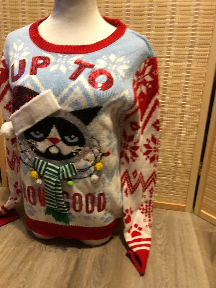 Suéter Feo Navidad Para Mujer "Hasta la Nieve Bueno" Gato Gruñón Mediano M (H794 Foto 3 de 4