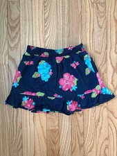 Girls skirt tiered ruffle navy floral playwear pink flowers activewear party