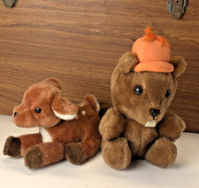 Vintage Dakin Beaver Deer Plush Set 1978,1983 San Francisco Woodland Animals