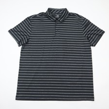 Members Mark Active Performance Polo Shirt Mens Large Black Gray Stripe Stretch