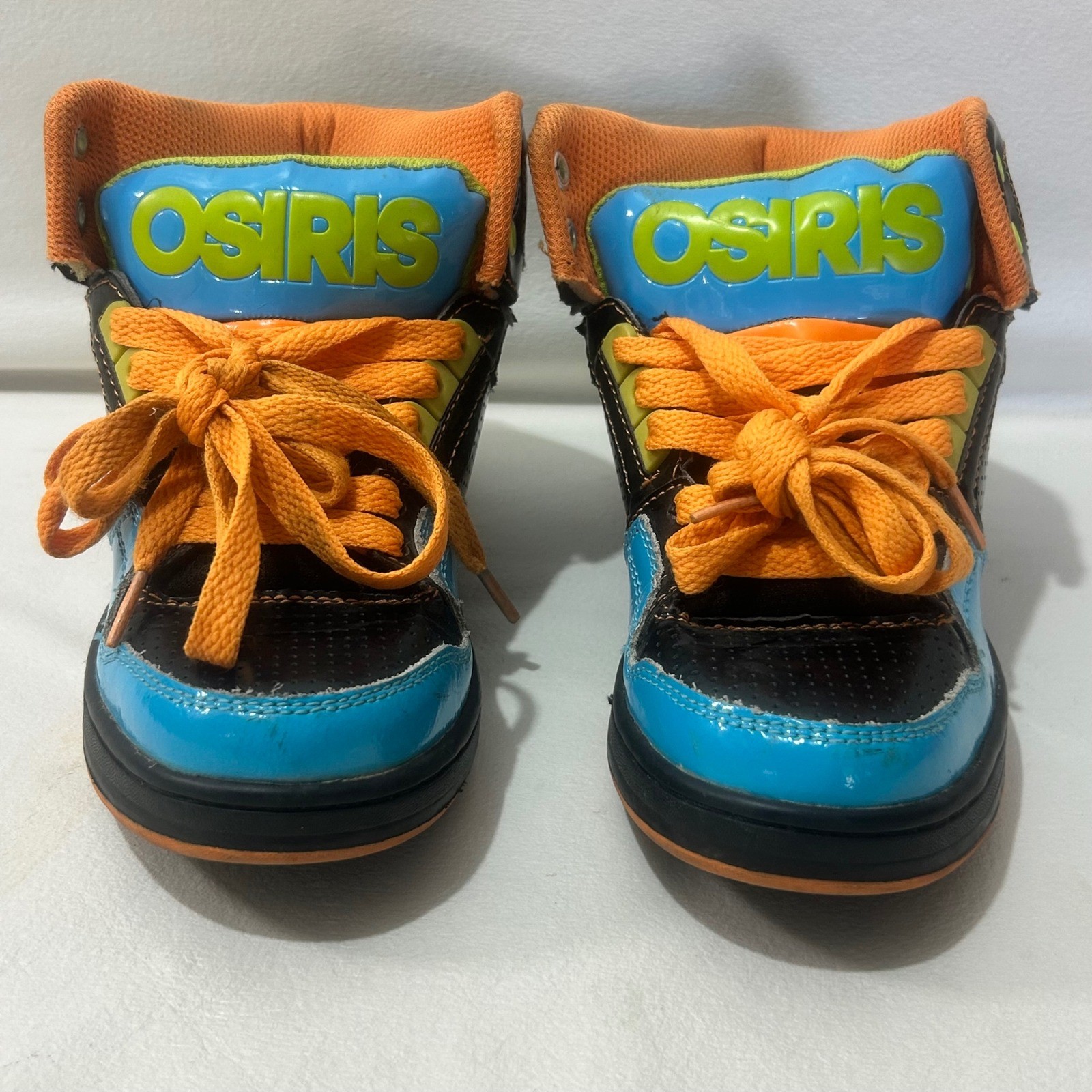 Osiris Kids High Top Skate Shoes Orange Blue Black Boys Size