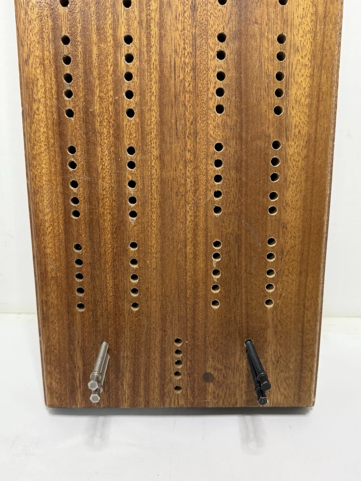 Large Custom Handmade Solid Wood Cribbage Board Camp / Lodge w/ Pegs 24" x 9.5" - Image 3 of 4
