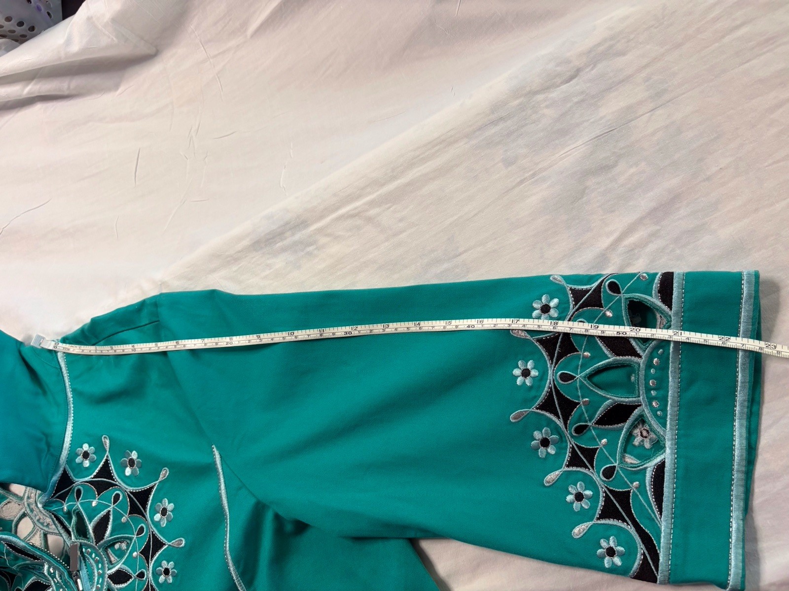 BOB MACKIE Wearable Art Turquoise Embroidered Flo… - image 8