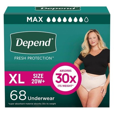 Depend Fresh Protection Women s Incontinence Underwear, Max Absorbency, XL, 68ct