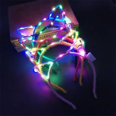 LED Cat Ears Headbands Set - Light Up Party Accessories for Kids & Adults (10...