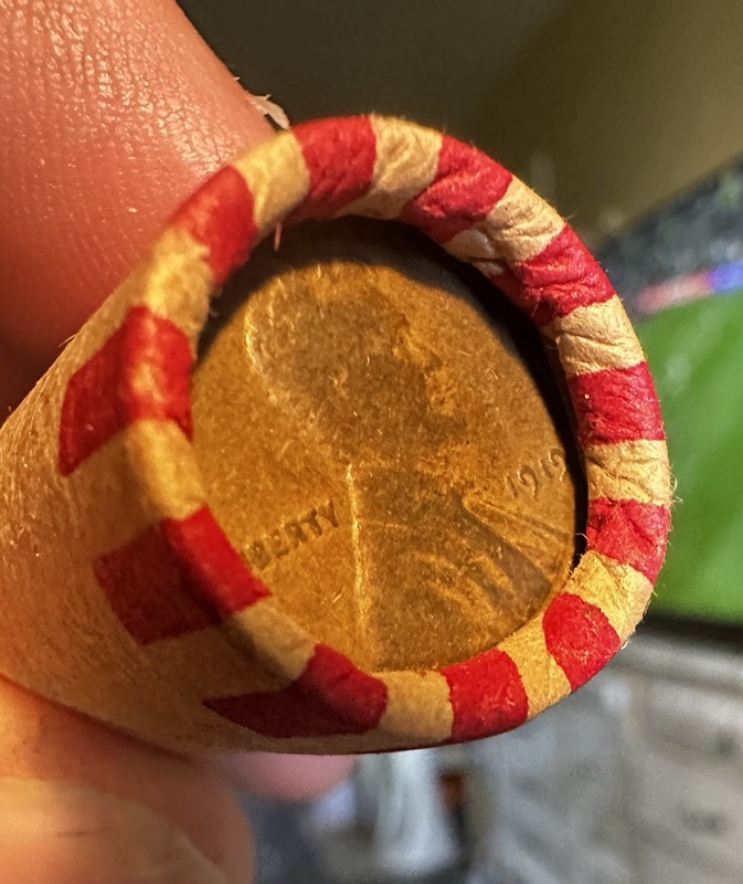 Full Roll Of Wheat Pennies With 1919 End Coin