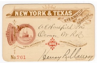 1896 New York & Texas Steamship Co. Annual Pass Signed by Henry R. Mallory