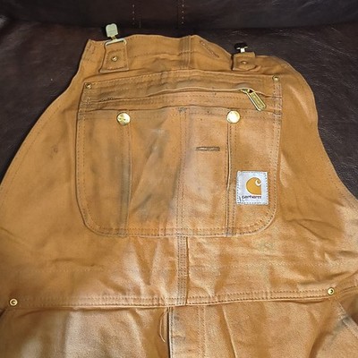Carhartt Canvas Work Coveralls Bib Overalls Brown R41-BRN Men s 44x30