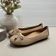 Vionic Spark Minna Suede/Leather Flat Slip On Tan Women 5 NWOB Bow Front