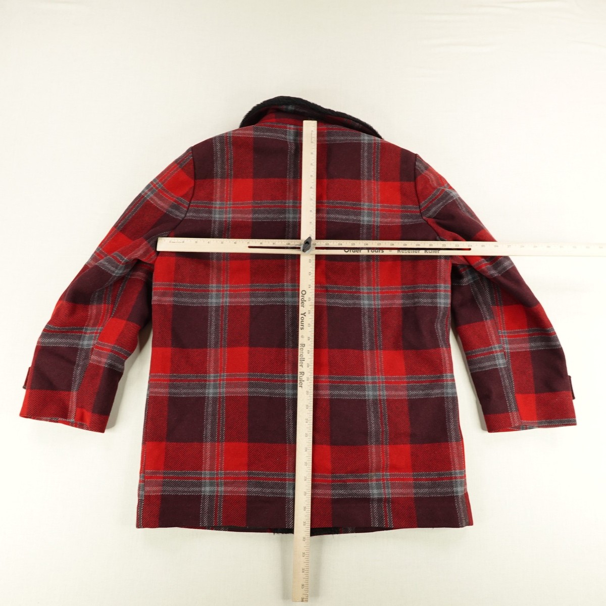 Vintage Pendleton Jacket Large Red Wool Quilted Fur Trim