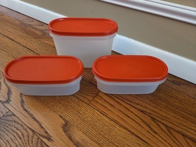 Vintage Tupperware Set Of 3 Oval  Containers With Lids Pre-owned