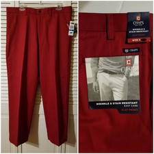 NEW Chaps 36x28 Red Chino Pants Slacks 100 Cotton Flat Front