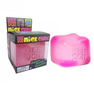 Nee Doh Nice Cube - Super Solid Squish! (Pink) - Brand New