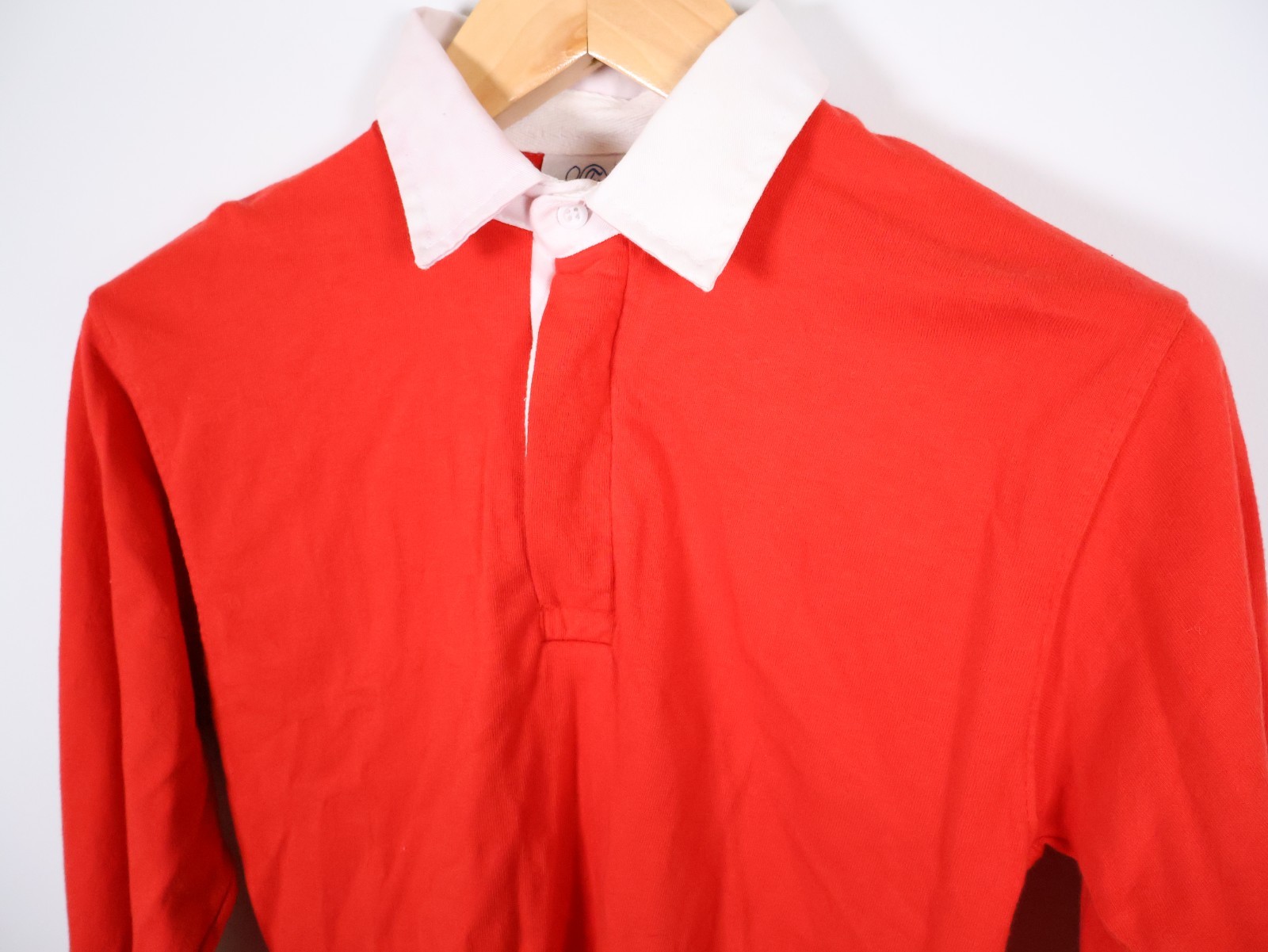 90s Front Row Rugby Polo Shirt Men's Small Red White Collar Long Sleeve Preppy image 10