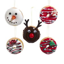 Kurt Adler 2.6-Inch Decorated Christmas Donut Ornaments 5 Assorted