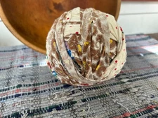 VINTAGE Large PRIMITIVE FABRIC RAG BALLS AUTHENTIC Browns, Feed Sack 15"