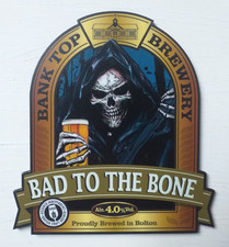 Beer Pump Badge Clip.Bad to The Bone,Bank Top Brewery,Bolton.Collect Breweriana