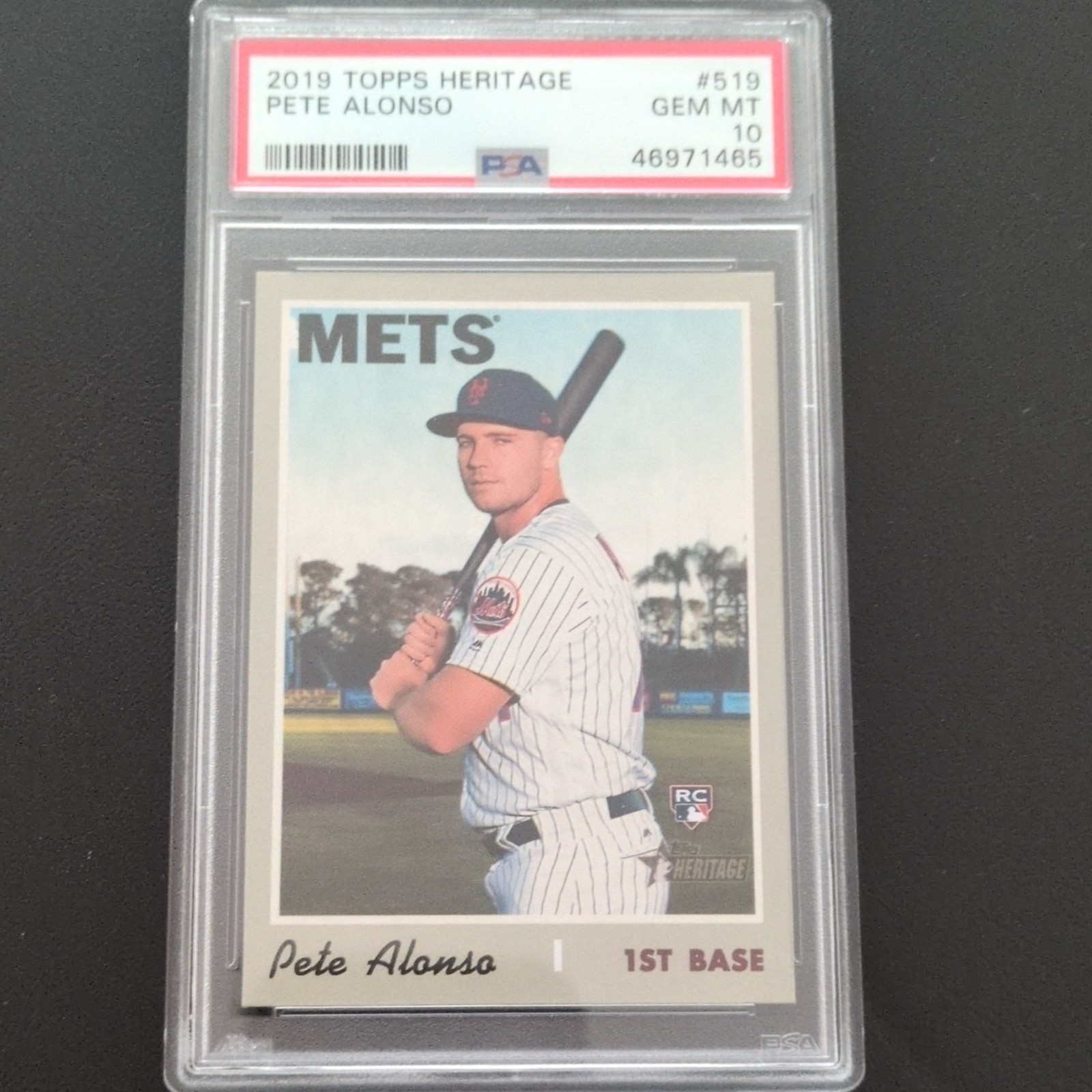 2019 Topps Heritage High Number Pete Alonso #519 Rookie Batting Pose PSA 10