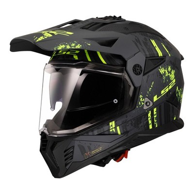 LS2 MX702 Pioneer II Crazy Helmet - Matte Black / Grey / Hi-Vis Yellow (XL)XL